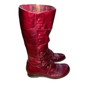 Miz Mooz NYC Bobbie Red Leather Knee High Boots Women’s size 10 Button Zip